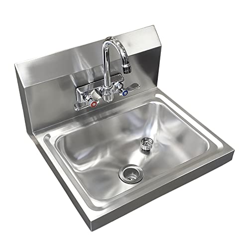 AmGood Stainless Steel Wall Mount Hand Sink | NSF | Commercial Hand Washing Basin For Restaurant, Kitchen and Home (17" x 15")