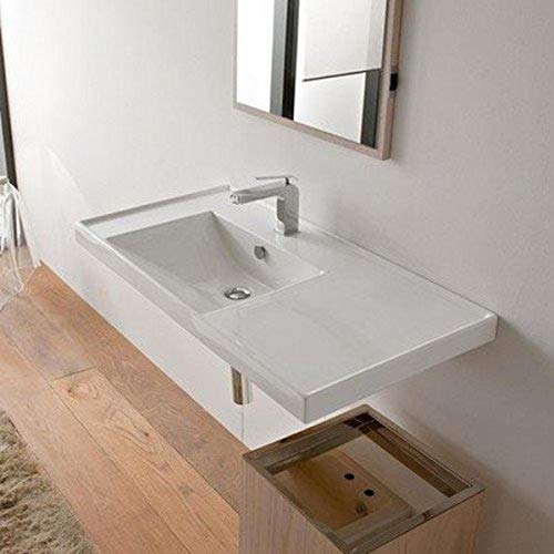 Scarabeo 3008-One Hole ML Rectangular Ceramic Self Rimming/Wall Mounted Bathroom Sink, White Scarabeo 3008-One Hole ML Rectangular Ceramic Self Rimming/Wall Mounted Bathroom Sink, White