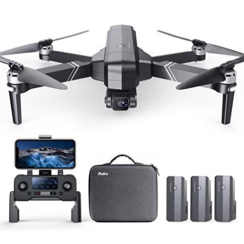 Ruko F11GIM2 Drone with 4K UHD Camera for Adults, 3-Axis Gimbal (2-Axis + EIS Anti-shake) 84 Min Flight Time, 9800ft Video Transmission, 5GHz FPV Quadcopter with 3 Batteries, GPS Auto Return Home