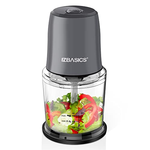 EZBASICS Food Processor, Small Electric Food Chopper for Vegetables, Meat, Fruits, Nuts, 2 Speed Mini Food Processor With Sharp Blades, 2-Cup Capacity, Silver