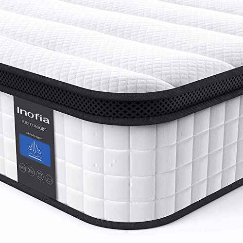 Inofia Twin Mattress, 10 Inch Hybrid Innerspring Single Mattress in a Box, Cool Twin Bed Supportive & Pressure Relief with Breathable Soft Knitted Fabric Cover