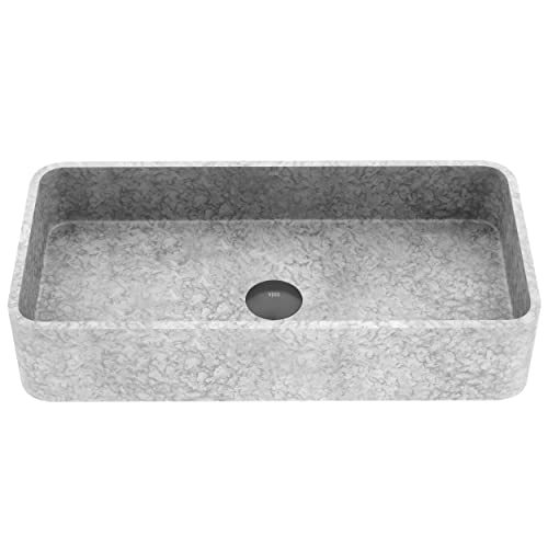 VIGO Concreto Stone™ 23.625 inch L x 11 inch W Over the Counter Freestanding Rectangular Vessel Bathroom Sink in Gray - Sink for Bathroom VG04060