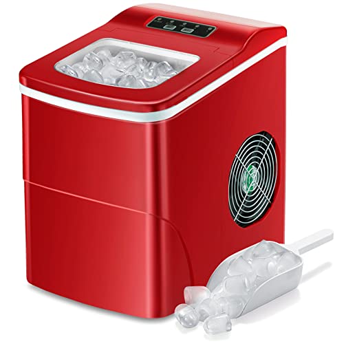 AGLUCKY Counter top Ice Maker Machine,Compact Automatic Ice Maker,9 Cubes Ready in 6-8 Minutes,Portable Ice Cube Maker with Scoop and Basket,Perfect for Home/Kitchen/Office/Bar (Red) AGLUCKY Counter top Ice Maker Machine,Compact Automatic Ice Maker,9 Cubes Ready in 6-8 Minutes,Portable Ice Cube Maker with Scoop and Basket,Perfect for Home/Kitchen/Office/Bar (Red)