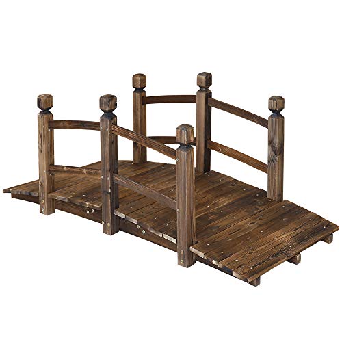 5FT Wooden Garden Bridge Arch Stained Finish Footbridge Decorative Backyard Bridge with Double Safety Railings Outdoor Lawn Pond Bridge Walkway for Garden Yard Patio Courtyard Farm Stream Creek 5FT Wooden Garden Bridge Arch Stained Finish Footbridge Decorative Backyard Bridge with Double Safety Railings Outdoor Lawn Pond Bridge Walkway for Garden Yard Patio Courtyard Farm Stream Creek