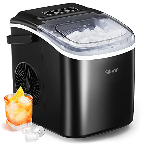 Silonn Countertop Ice Maker, 9 Cubes Ready in 6 Mins, 26lbs in 24Hrs, Self-Cleaning Ice Machine with Ice Scoop and Basket, 2 Sizes of Bullet Ice for Home Kitchen Office Bar Party, Black (SLIM09) Silonn Countertop Ice Maker, 9 Cubes Ready in 6 Mins, 26lbs in 24Hrs, Self-Cleaning Ice Machine with Ice Scoop and Basket, 2 Sizes of Bullet Ice for Home Kitchen Office Bar Party, Black (SLIM09)