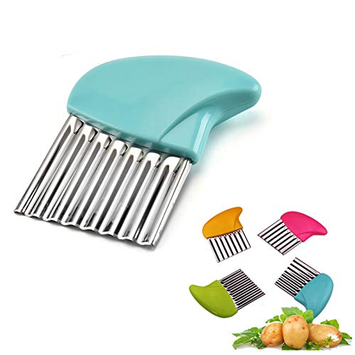 Crinkle Cutter Cutting Tool French Fry Slicer Potato Cutter Fruit Vegetable Wavy Chopper Knife Stainless Steel Random Color 1pcs