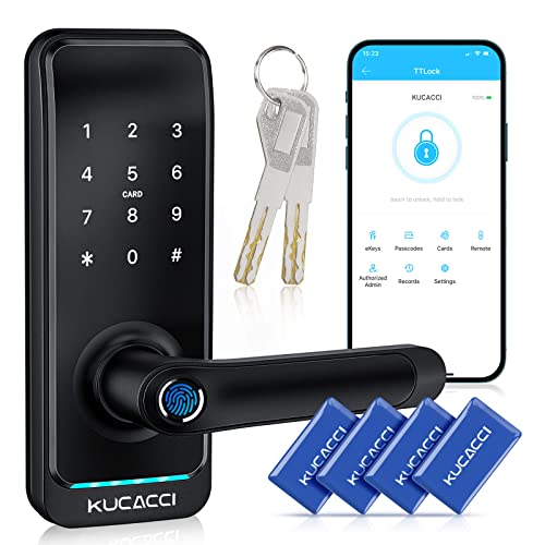Smart Lock, Kucacci Fingerprint Smart Door Lock, Keyless Entry Door Locks with Keypad, Smart Locks for Front Door, Keypad Door Lock with Handle,IP66 Weatherproof Digital Electronic Door Lock Security Smart Lock, Kucacci Fingerprint Smart Door Lock, Keyless Entry Door Locks with Keypad, Smart Locks for Front Door, Keypad Door Lock with Handle,IP66 Weatherproof Digital Electronic Door Lock Security