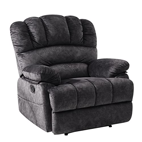 EASELAND Extra Large Push Back Recliner for Big and Tall, Extra Wide and Overstuffed Breathable Oversize Lazy Boy Recliners (Dark Grey)