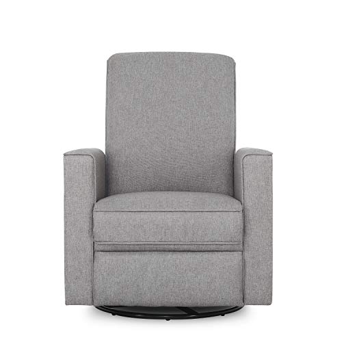 Evolur Harlow Deluxe Upholstered Plush Seating Glider Swivel, Rocker, Power Recliner with USB Port, Greenguard Gold Certified, Glider Chair for Nursery in Light Grey, Modern Nursery Recliner