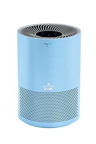BISSELL MYair Blue Air Purifier with High Efficiency and Carbon Filter for Small Room and Home, Quiet Air Cleaner for Allergens, Pets, Dust, Dander, Pollen, Smoke, Hair, Odors, Timer, 2780B
