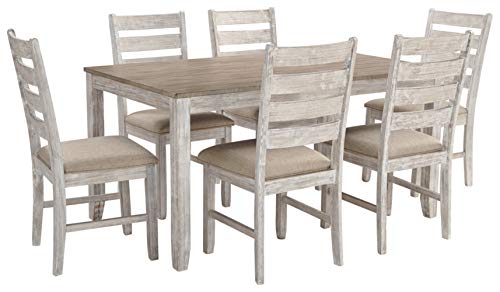 Signature Design by Ashley Skempton Cottage Dining Room Table Set with 6 Upholstered Chairs, Whitewash Signature Design by Ashley Skempton Cottage Dining Room Table Set with 6 Upholstered Chairs, Whitewash