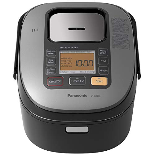 Panasonic 5 Cup (Uncooked) Japanese Rice Cooker with Induction Heating System and Pre-Programmed Cooking Options for Brown Rice, White Rice, and Porridge or Soup - 1.0 Liter - SR-HZ106 (Black) Panasonic 5 Cup (Uncooked) Japanese Rice Cooker with Induction Heating System and Pre-Programmed Cooking Options for Brown Rice, White Rice, and Porridge or Soup - 1.0 Liter - SR-HZ106 (Black)