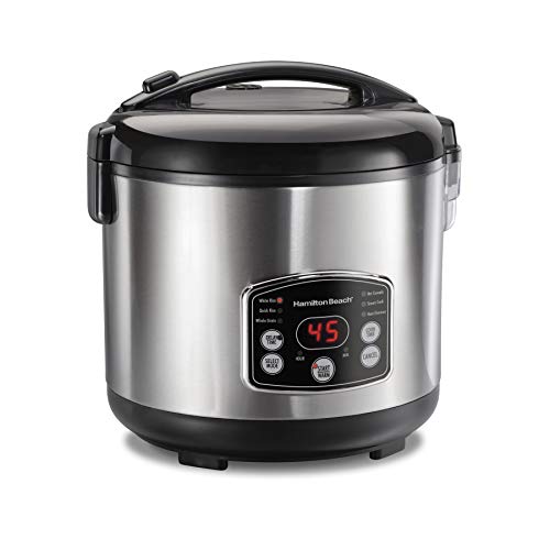 Hamilton Beach Digital Programmable Rice Cooker & Food Steamer, 14 Cups Cooked (7 Uncooked) With Steam & Rinse Basket, Stainless Steel (37548) Hamilton Beach Digital Programmable Rice Cooker & Food Steamer, 14 Cups Cooked (7 Uncooked) With Steam & Rinse Basket, Stainless Steel (37548)