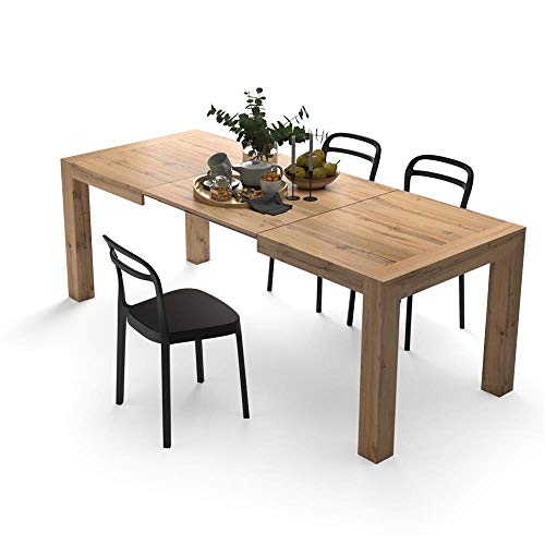 Mobili Fiver, Iacopo Extendable Dining Table, Rustic Oak, Laminate-Finished, Made in Italy