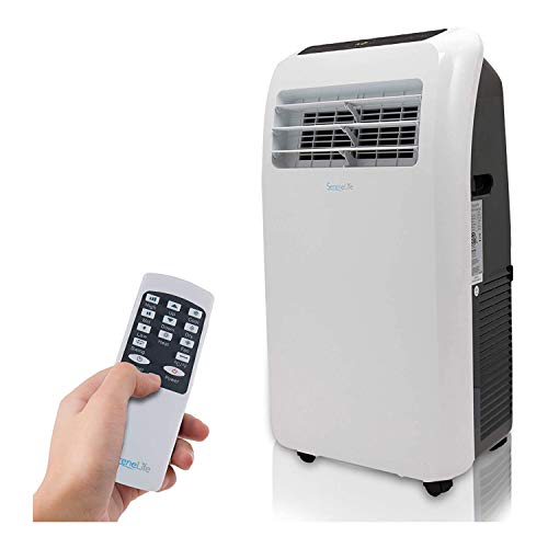 SereneLife SLACHT128 Portable Air Conditioner Compact Home AC Cooling Unit with Built-in Dehumidifier & Fan Modes, Quiet Operation, Includes Window Mount Kit, 12,000 BTU + HEAT, White