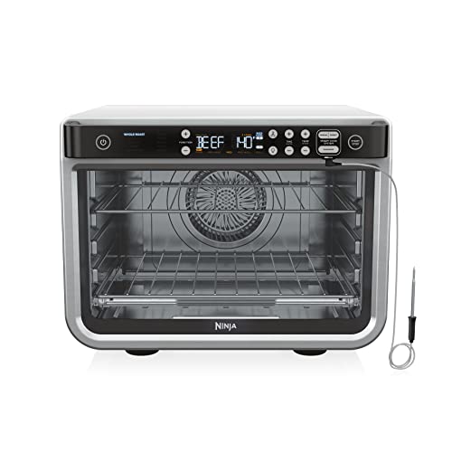 Ninja DT251 Foodi 10-in-1 Smart XL Air Fry Oven, Bake, Broil, Toast, Air Fry, Roast, Digital Toaster, Smart Thermometer, True Surround Convection up to 450°F, includes 6 trays & Recipe Guide, Silver
