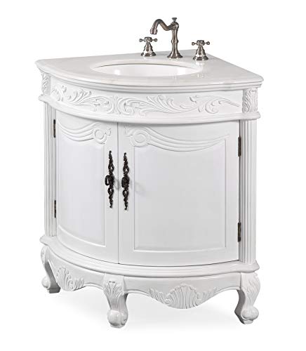 Antique White Bay-view Corner bathroom sink vanity Model BC030W-AW