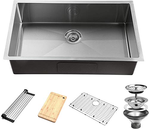 32-Inch Undermount Workstation Kitchen Sink, 20 Gauge Single Bowl Stainless Steel with Accessories (Pack of 5 Built-in Components), Silver 32-Inch Undermount Workstation Kitchen Sink, 20 Gauge Single Bowl Stainless Steel with Accessories (Pack of 5 Built-in Components), Silver