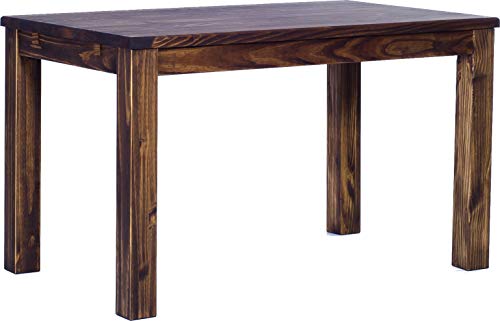 B.R.A.S.I.L.-Möbel TableChamp Dining Table Rio 47 x 30 Inch Oak Antique Solid Wood Pine Dark Brown Oiled Extendable Rectangular