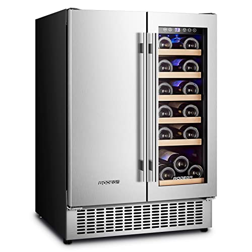 BODEGA 24 Inch Beverage and Wine Cooler, Built-in and Freestanding Wine Beverage Refrigerator Dual Zone, Holds 57 Cans and 18 Bottles, with Independent Temperature Control,Upgraded Compressor,Quiet BODEGA 24 Inch Beverage and Wine Cooler, Built-in and Freestanding Wine Beverage Refrigerator Dual Zone, Holds 57 Cans and 18 Bottles, with Independent Temperature Control,Upgraded Compressor,Quiet