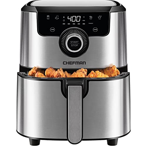 CHEFMAN Air Fryer Healthy Cooking, 4.5 Qt,User Friendly and Dual Control Temperature, Nonstick Stainless Steel, Dishwasher Safe Basket, w/ 60 Minute Timer & Auto Shutoff CHEFMAN Air Fryer Healthy Cooking, 4.5 Qt,User Friendly and Dual Control Temperature, Nonstick Stainless Steel, Dishwasher Safe Basket, w/ 60 Minute Timer & Auto Shutoff