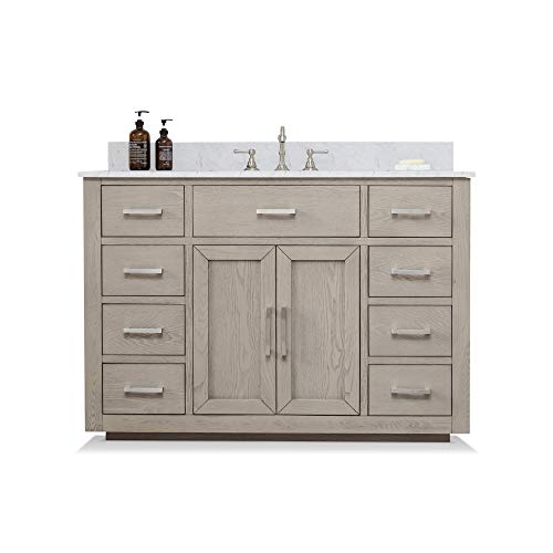 UrbanFurnishing.net - Grace 48-Inch (48") Bathroom Sink Vanity Set with Carrara White Quartz Top - Antique Gray