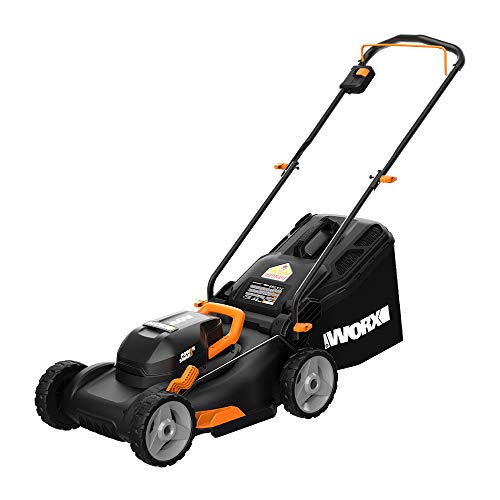 WORX WG743.9 40V PowerShare 4.0Ah 17" Lawn Mower w/Mulching & Intellicut, Bare Tool Only,Black and Orange
