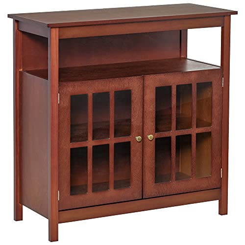 HOMCOM Kitchen Sideboard, Storage Buffet Cabinet, Coffee Bar Cabinet with Open Shelf, Glass Door Cabinet and Adjustable Shelf for Living Room, Cherry HOMCOM Kitchen Sideboard, Storage Buffet Cabinet, Coffee Bar Cabinet with Open Shelf, Glass Door Cabinet and Adjustable Shelf for Living Room, Cherry