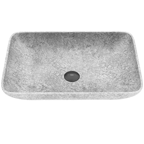 VIGO Concreto Stone™ 22.25 inch L x 14.5625 inch W Over the Counter Freestanding Rectangular Vessel Bathroom Sink in Gray - Sink for Bathroom VG04056
