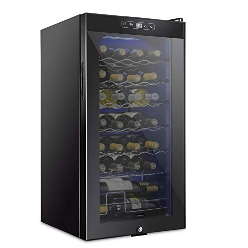 SCHMECKE 28 Bottle Compressor Wine Cooler Refrigerator w/Lock - Large Freestanding Wine Cellar - 41f-64f Digital Temperature Control Wine Fridge For Red, White, Champagne or Sparkling Wine - Black SCHMECKE 28 Bottle Compressor Wine Cooler Refrigerator w/Lock - Large Freestanding Wine Cellar - 41f-64f Digital Temperature Control Wine Fridge For Red, White, Champagne or Sparkling Wine - Black