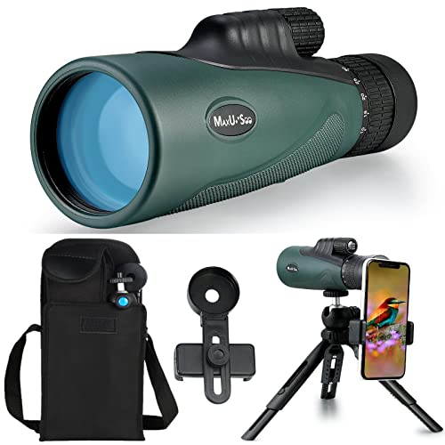 MaxUSee HD 10-30x50 Zoom Monocular Telescope with Tripod Carrying Bag Hand Strap Phone Adapter - BAK4 Prism & FMC Lens - Waterproof for Travel Bird Watching Wildlife Camping Scenery