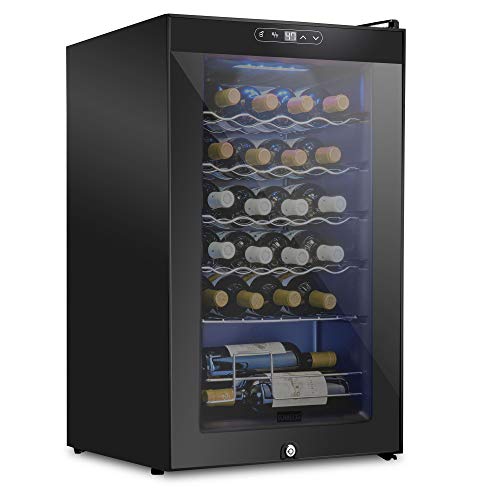Schmecke 24 Bottle Compressor Wine Cooler Refrigerator w/Lock | Large Freestanding Wine Cellar | 41f-64f Digital Temperature Control Wine Fridge For Red, White, Champagne or Sparkling Wine - Black Schmecke 24 Bottle Compressor Wine Cooler Refrigerator w/Lock | Large Freestanding Wine Cellar | 41f-64f Digital Temperature Control Wine Fridge For Red, White, Champagne or Sparkling Wine - Black