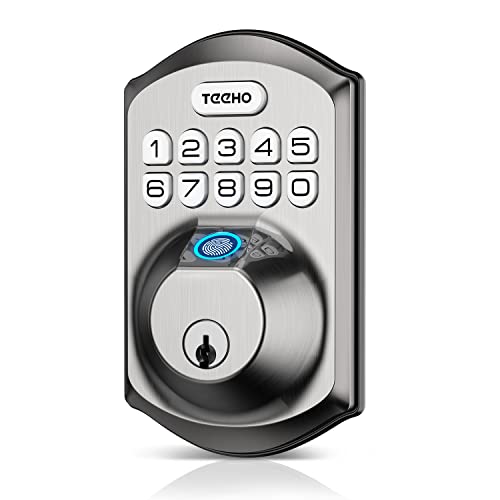 Fingerprint Door Lock - TEEHO TE002 Keyless Entry Door Lock with Keypad - Electronic Deadbolt Keyed Entry - Front Door Lock Sets - Combination Door Lock - Easy Installation - Satin Nickel Fingerprint Door Lock - TEEHO TE002 Keyless Entry Door Lock with Keypad - Electronic Deadbolt Keyed Entry - Front Door Lock Sets - Combination Door Lock - Easy Installation - Satin Nickel