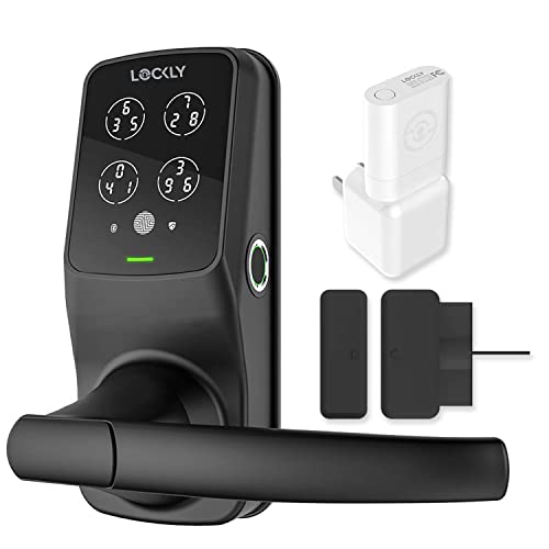 Lockly Secure Pro, Wi-Fi Smart Lock, Keyless Entry Door Lock, PIN Genie® Keypad, 3D Biometric Fingerprint Sensor, Voice Control, Auto Lock - Matte Black (PGD628WMB) - Latch Edition