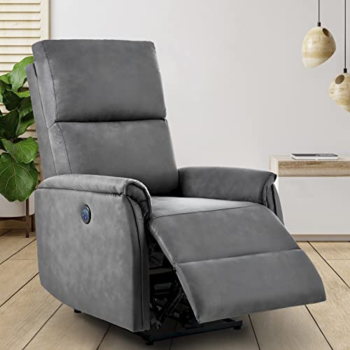 Electric Power Recliner Chair, Small Recliners on Clearance, Living Room Single Sofa Seat Chair,Home Theater Seating with USB Port, Thick Back Cushion,Ergonomic Lounge Chair for Small Spaces