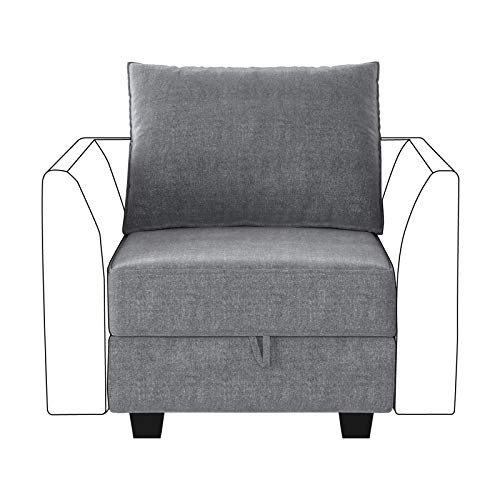 HONBAY Modern Fabric Middle Module for Modular Sofa Customizable Sectional Sofa Couch Accent Armless Chair, Grey