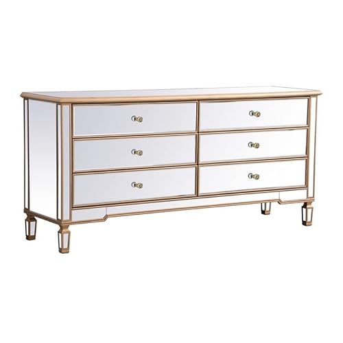 Elegant Decor Contempo 72 in. Mirrored Chest in Antique Gold