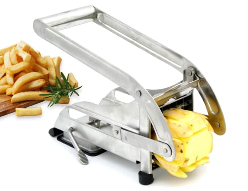 ICO Stainless Steel 2-Blade French Fry Potato Cutter, No-Slip Suction Base, Perfect for use with Air Fryer