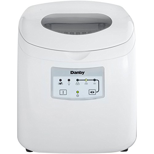 Danby DIM2500WDB Countertop Maker, Makes 25 lbs 24 Hrs, Machine with Electronic Controls, LED Display and Self Clean Function, 3 Ice Cube Sizes, 2 lb, White