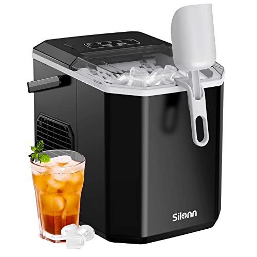 Silonn Ice Maker Countertop, Portable Ice Machine with Carry Handle, Self-Cleaning Ice Makers with Basket and Scoop, 9 Cubes in 6 Mins, 26 lbs per Day, Ideal for Home, Kitchen, Camping, RV Silonn Ice Maker Countertop, Portable Ice Machine with Carry Handle, Self-Cleaning Ice Makers with Basket and Scoop, 9 Cubes in 6 Mins, 26 lbs per Day, Ideal for Home, Kitchen, Camping, RV
