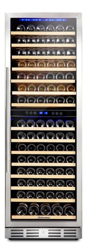 Kalamera 157 Bottle Freestanding Wine Cooler Refrigerator With Stainless Steel, triple-layered Tempered Glass Door, Electronic One-Touch Control with LED Display Wine Fridge