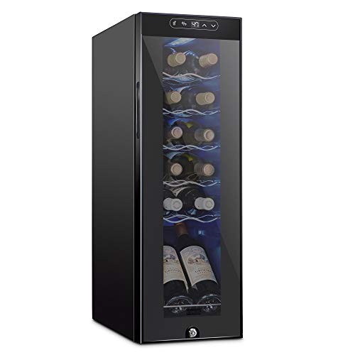 Schmecke 12 Bottle Compressor Wine Cooler Refrigerator w/Lock | Large Freestanding Wine Cellar | 41f-64f Digital Temperature Control Wine Fridge For Red, White, Champagne or Sparkling Wine - Black Schmecke 12 Bottle Compressor Wine Cooler Refrigerator w/Lock | Large Freestanding Wine Cellar | 41f-64f Digital Temperature Control Wine Fridge For Red, White, Champagne or Sparkling Wine - Black