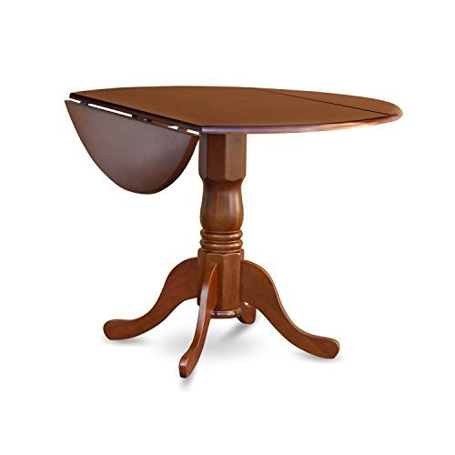 East West Furniture Wooden DLT-SBR-TP Mid Century Table Round Tabletop and 42 x 29.5-Saddle Brown Finish