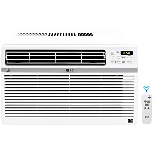 LG 8,000 BTU Smart Window Air Conditioner, Cools up to 350 Sq. Ft, Smartphone and Voice Control Works ThinQ, Amazon Alexa and Hey Google, Energy Star, 3 Cool & Fan Speeds, 115V, 8000, White