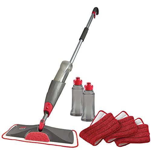 Rubbermaid Reveal Spray Microfiber Floor Cleaning Kit for Laminate & Hardwood Floors, Spray Mop with Reusable Washable Pads, Commercial Rubbermaid Reveal Spray Microfiber Floor Cleaning Kit for Laminate & Hardwood Floors, Spray Mop with Reusable Washable Pads, Commercial