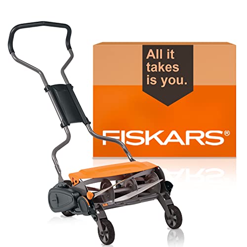 Fiskars Lawn Mowers: StaySharp Max Reel Push Lawn Mower, Eco friendly, 18” Cut Width (362050-1001)