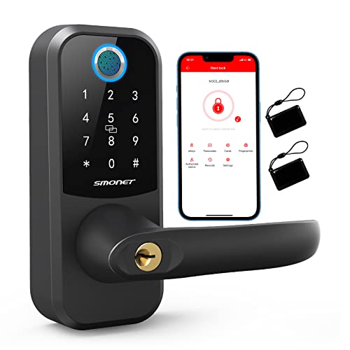Smart Lock,SMONET Fingerprint Door Lock with Keypad,Keyless Entry Door Lock with Handle,Wireless Electronic Bluetooth Digital Auto Door Lock with Free APP Key Fob Passcode,Smart Locks for Front Door Smart Lock,SMONET Fingerprint Door Lock with Keypad,Keyless Entry Door Lock with Handle,Wireless Electronic Bluetooth Digital Auto Door Lock with Free APP Key Fob Passcode,Smart Locks for Front Door