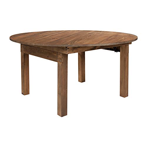Flash Furniture Hercules Series Round Farm Inspired, Rustic & Antique Pine Dining Room Table, 59.75"W x 59.75"D x 30"H, Antique Rustic