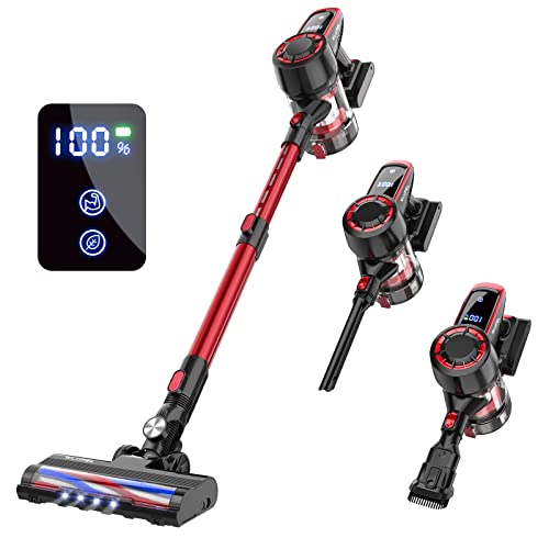 Cordless Vacuum Cleaner, 250W Stick Vacuum Cleaner with 25KPA Powerful Suction, Lightweight Handheld Vacuum LED Display for Carpet and Floor, Pet Hair