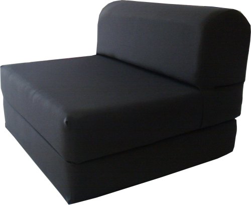 D&D Futon Furniture Black Sleeper Chair Folding Foam Bed, Studio Guest Beds, Sofa, High Density Foam 1.8 lb, 70 x 36 x 6